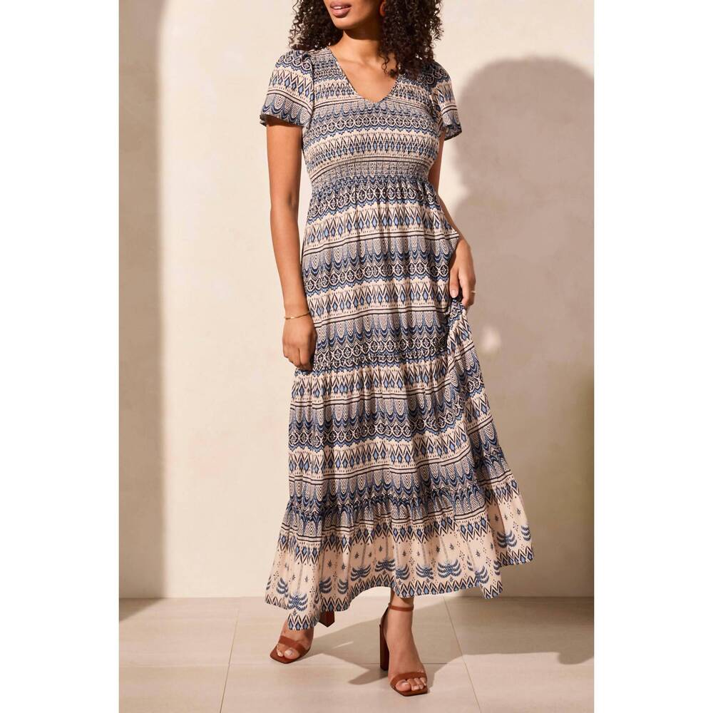 NEW TRIBAL tiered maxi dress in scuba blue